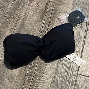 LOFT Elegant Black Twist Bandeau Bikini Top